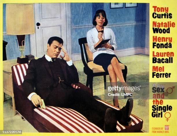 Sex And The Single Girl, lobbycard, from left: Tony Curtis, Natalie Wood, 1964.