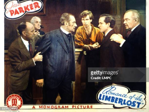Romance Of The Limberlost, lobbycard, second from left: Guy Usher, second from right: Eric Linden on lobbycard, 1938.
