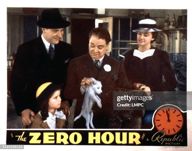 The Zero Hour, lobbycard, from left: Donald Douglas, Ann E Todd, J M Kerrigan, Frieda Inescort, 1939.