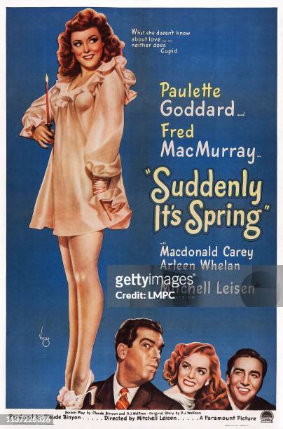 Suddenly It's Spring, poster, US poster art, from left: Paulette Goddard, Fred MacMurray, Arleen Whelan, Macdonald Carey, 1947.