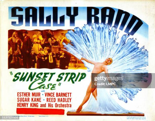 Sunset Murder Case, lobbycard, , &#10;Esther Muir, Sally Rand, Vince Barnett, Reed Hadley,&#10;1938.