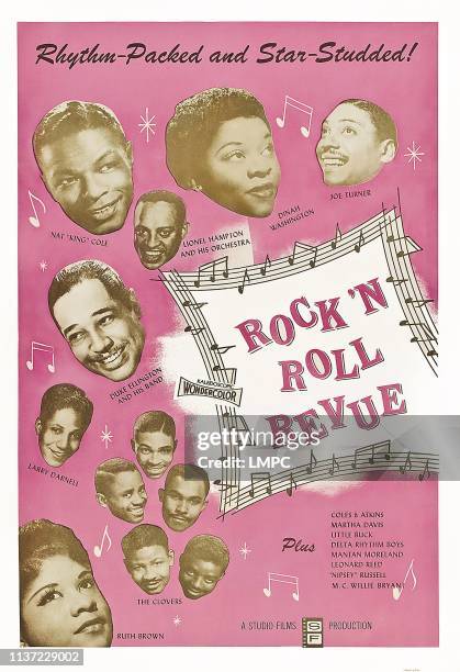 Rock 'n' Roll Revue, poster, Nat King Cole, Lionel Hampton, Dinah Washington, Joe Turner, Duke Ellington, Larry Darnell, The Clovers, Ruth Brown,...