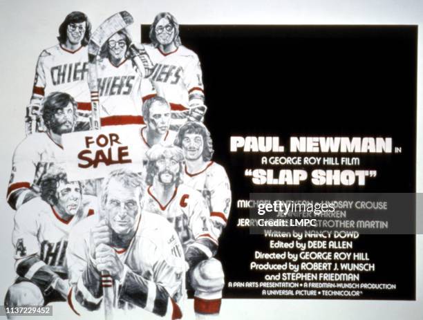 Slap Shot, lobbycard, Paul Newman, David Hanson, Steven Carlson, Jeff Carlson , lobby card, poster art, 1977.