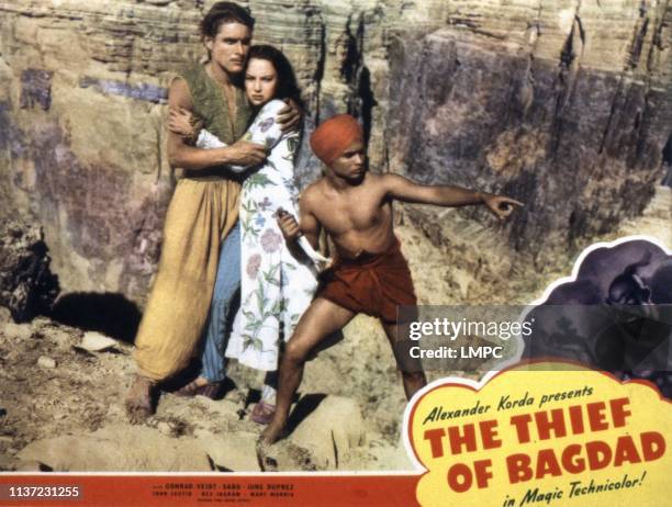 The Thief Of Bagdad, lobbycard, John Justin, June Duprez, Sabu, 1940.