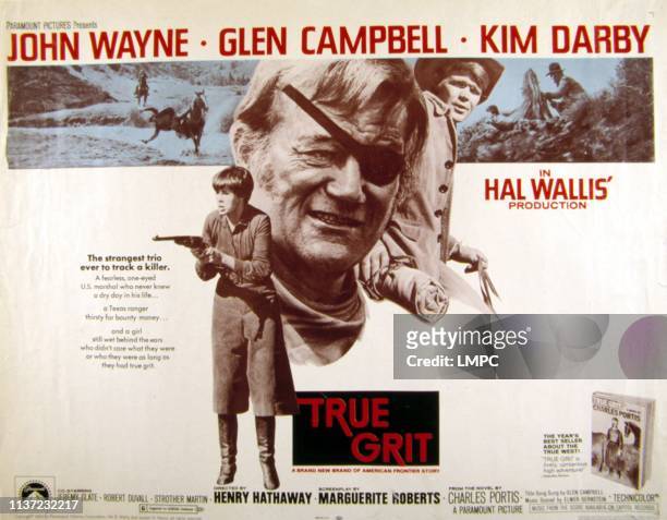 True Grit, poster, John Wayne, Kim Darby, Glen Campbell, 1969.