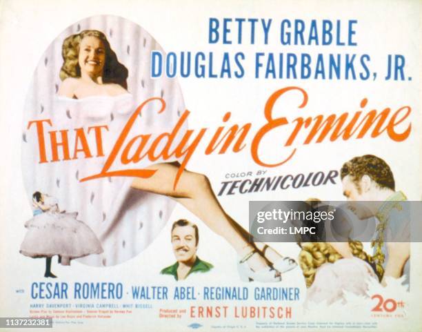 That Lady In Ermine, lobbycard, Betty Grable, Cesar Romero, Douglas Fairbanks Jr, 1948.