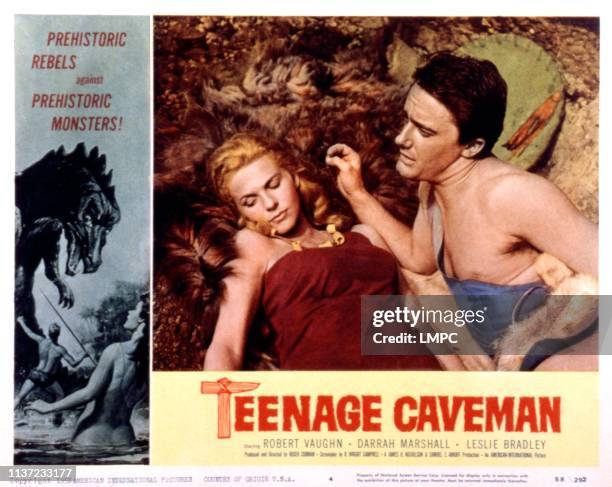 Teenage Caveman, lobbycard, Robert Vaughn, Sarah Marshall, 1958.