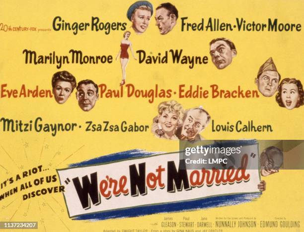 We're Not Married!, lobbycard, Ginger Rogers, Fred Allen, Mariyln Monroe, David Wayne, Eve Arden, Paul Douglas, Eddie Bracken, Mitzi Gaynor, Zsa Zsa...