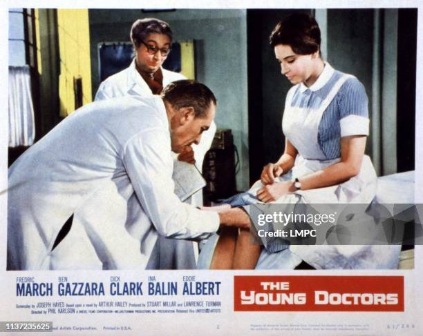 The Young Doctors, poster, Poster Art, Fredric March, Dick Clark, Ina Balin, Aline MacMahon, 1961.