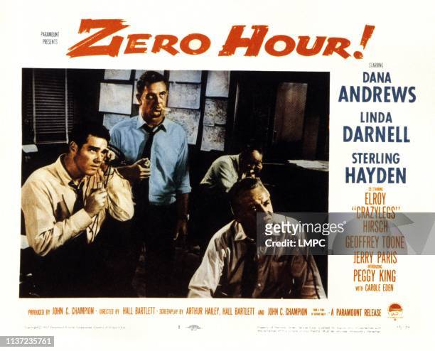 Zero Hour!, US lobbycard, from left: Charles Quinlivan, Sterling Hayden, S John Launer, 1957.