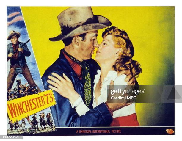 Winchester '73, poster, US lobbycard, from left: James Stewart, Shelley Winters, 1950.