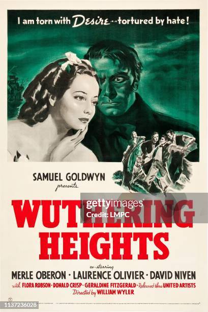 Wuthering Heights, poster, Merle Oberon, Laurence Olivier, 1939.