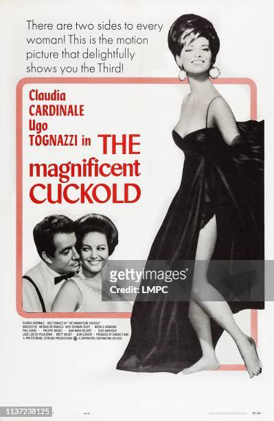The Magnificent Cuckold, poster, , l-r: Ugo Tognazzi, Claudia Cardinale on poster art, 1964.