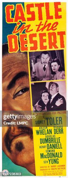 Castle In The Desert, poster, left: Sidney Toler as Charlie Chan, right from top: Sidney Toler, Arleen Whelan, Arleen Whelan, Edmund MacDonald on...