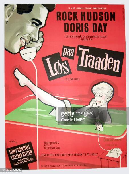 Pillow Talk, poster, , Danish poster, Rock Hudson, Doris Day, 1959.