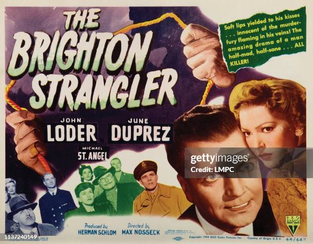 The Brighton Strangler, lobbycard, from left: John Loder, June Duprez, 1945.