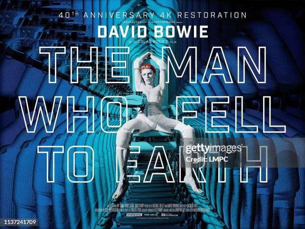 The Man Who Fell To Earth, poster, British poster for 2016 4k restoration and re-release, David Bowie, 1976.