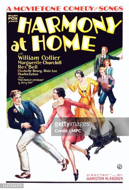 Harmony At Home, poster, US poster art, from left: Rex Bell, Marguerite Churchill, Elizabeth Patterson, Charles Eaton, Dixie Lee, William Collier...