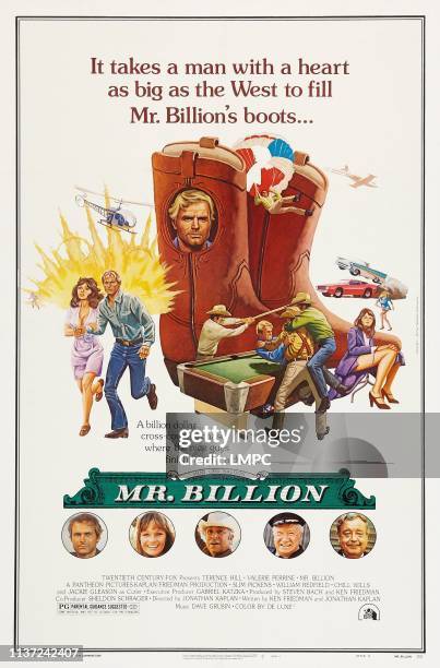 Mr Billion, posterMr Billion, US poster art, bottom from left: Terence Hill, Valerie Perrine, Slim Pickens, Chill Wills, Jackie Gleason, 1977.