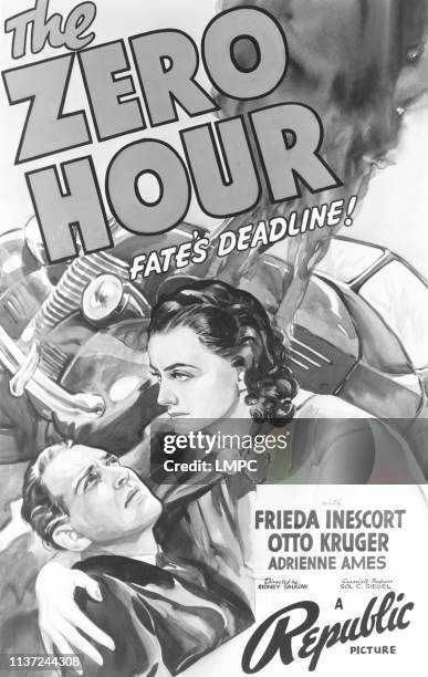 The Zero Hour, poster, US poster, from left: Otto Kruger, Frieda Inescort, 1939.