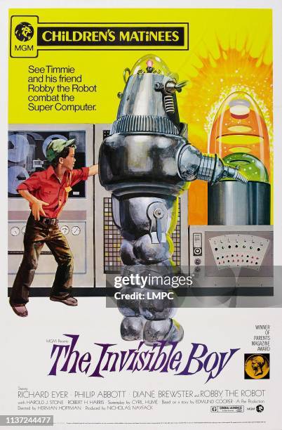 The Invisible Boy, poster, US poster art, from left: Richard Eyer, Robby the Robot, 1957.
