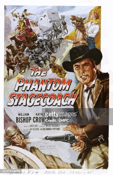 The Phantom Stagecoach, poster, US poster, right from top: Kathleen Crowley, William Bishop, 1957.