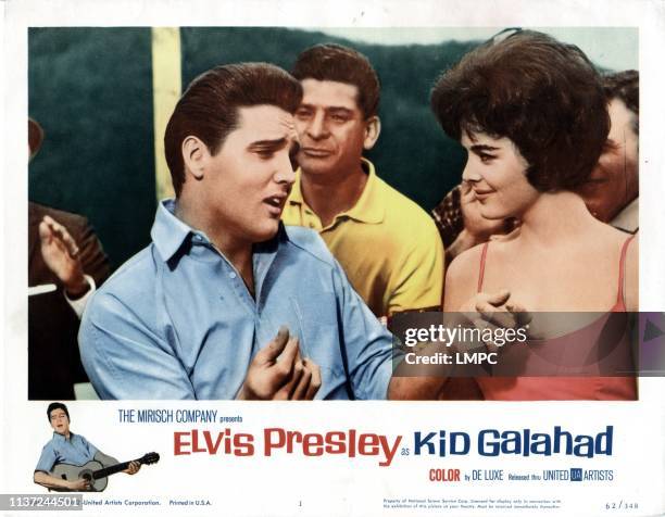 Kid Galahad, poster, from left, front, Elvis Presley, Joan Blackman, 1962.