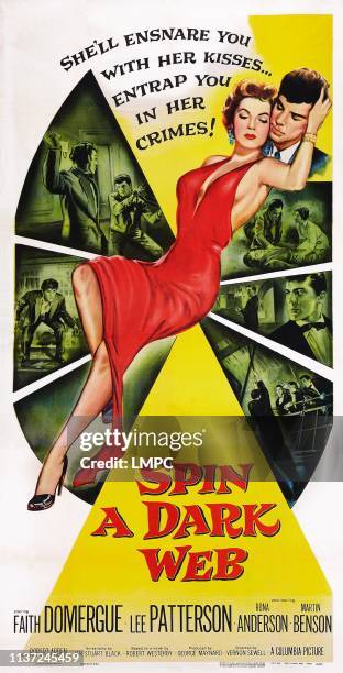 Spin A Dark Web, poster,, US poster art, Faith Domergue, 1956.