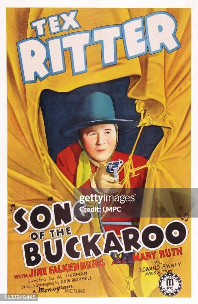 Song Of The Buckaroo, poster, US poster art, Tex Ritter, 1938.