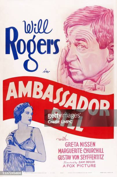 Ambassador Bill, poster, US poster art, from left: Marguerite Churchill, Will Rogers, 1931.
