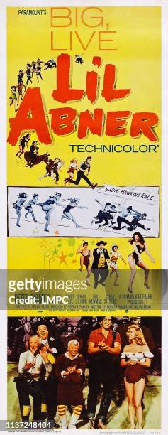 Lil Abner, poster, , US poster art, bottom from left: Joe E. Marks, Stubby Kaye, Billie Hayes, Peter Palmer, Leslie Parrish, 1959.