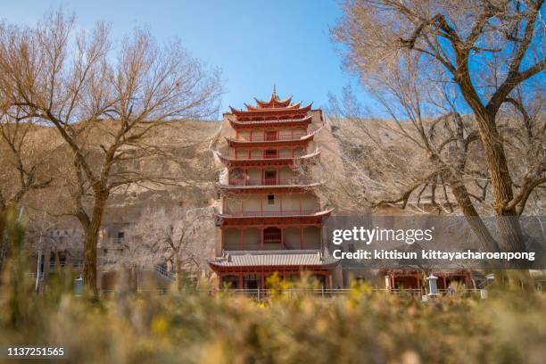 mogao caves of dunhuang - mogao caves stock-fotos und bilder