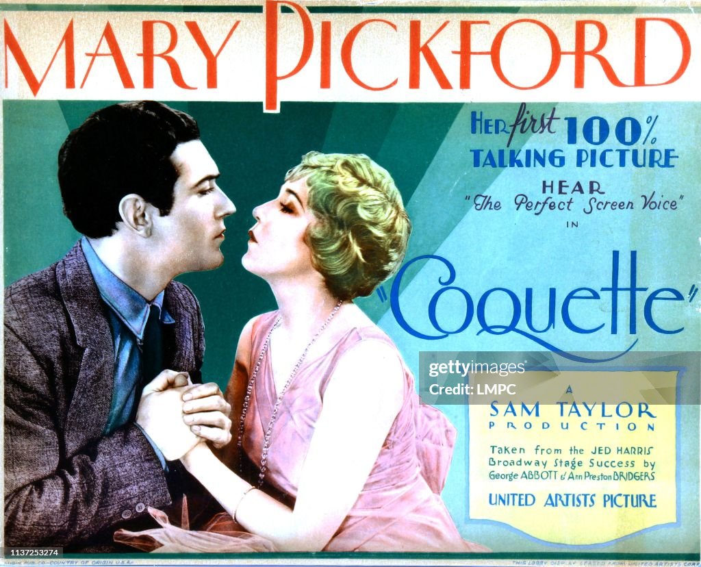 Coquette, poster, from left, Johnny Mack Brown, Mary Pickford, 1929. News  Photo - Getty Images