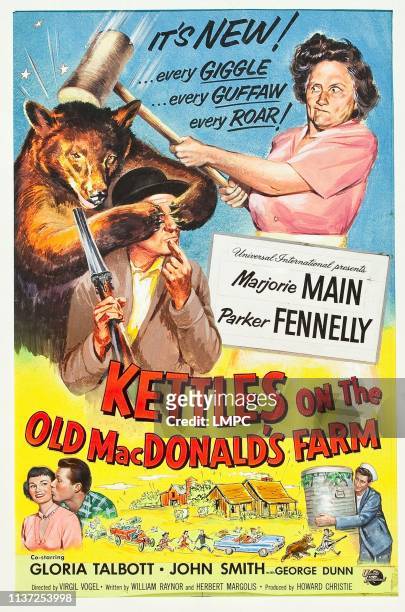 Kettles On The Old Macdonald's Farm, poster, top l-r: Parker Fennelly, Marjorie Main, bottom l-r: Gloria Talbott, John Smith, George Dunn on poster...