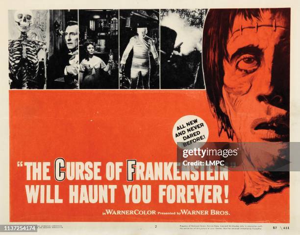 The Curse Of Frankenstein, lobbycard, Peter Cushing, Hazel Court , Christopher Lee, 1957.