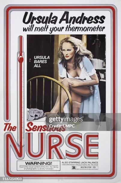 The Sensuous Nurse, poster, , US poster art, Ursula Andress, 1975.