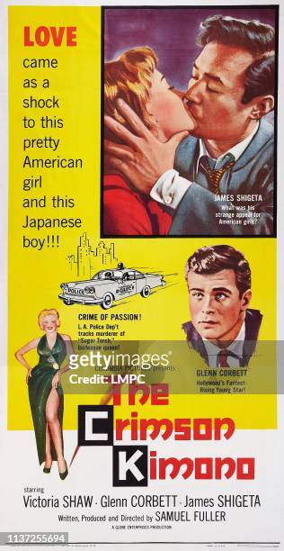 The Crimson Kimono, poster, poster art, top l-r: Victoria Shaw, James Shigeta, bottom l-r: Gloria Pall, Glenn Corbett, 1959.