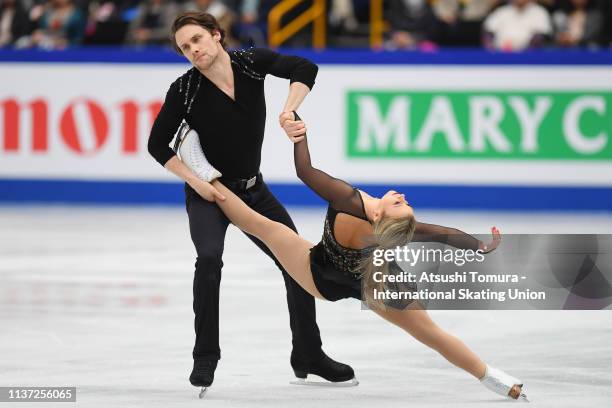 Kirsten Moore-Towers and Michael Marinaro of Canada compete in the Pairs free skating during day 2 of the ISU World Figure Skating Championships 2019...