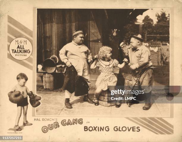 Boxing Gloves, lobbycard, from left: Joe Cobb, Jean Darling, Norman 'Chubby' Chaney, Our Gang, 1929.