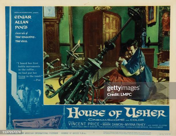 House Of Usher, lobbycard, from left: Myrna Fahey, Mark Damon, 1960.