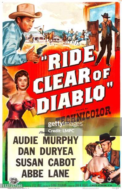 Ride Clear Of Diablo, poster, US poster art, Audie Murphy, Susan Cabot, 1954.