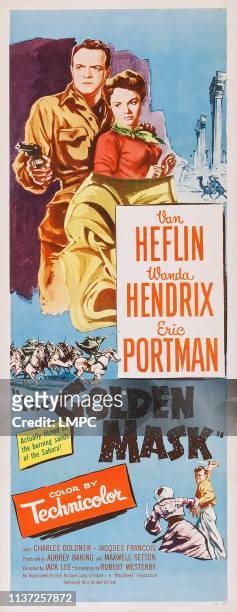 The Golden Mask, poster, , l-r: Van Heflin, Wanda Hendrix on poster art, 1953.