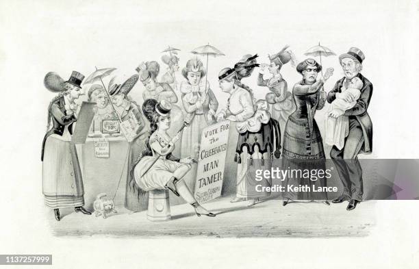 der triumph der frauenrechte - women's suffrage stock-grafiken, -clipart, -cartoons und -symbole