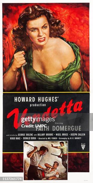 Vendetta, poster, US poster art, top: Faith Domergue, 1950.