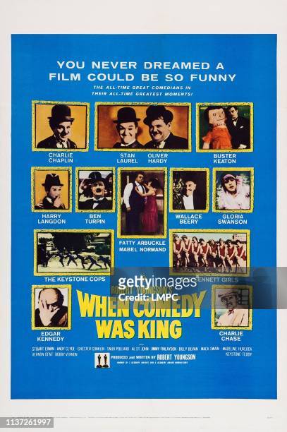When Comedy Was King, poster, US poster art, top row: Charlie Chaplin, Stan Laurel, Oliver Hardy, Buster Keaton; second row, from left: Harry...