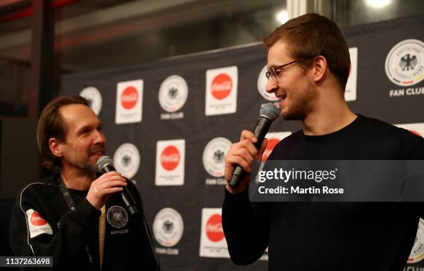 Fabian Boehm, player of the german national handball team is seen insinde the members tent prior to the International Friendly match between Germany...