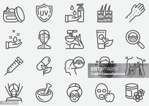 skin care line icons - human skin stock illustrations