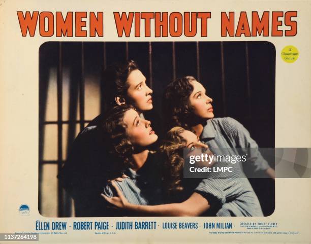 Women Without Names, lobbycard, from bottom left to right: Ellen Drew, Judith Barrett, Fay Helm, 1940.