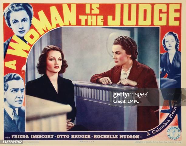 Woman Is The Judge, lobbycard, from left: Rochelle Hudson, Frieda Inescort, 1939.