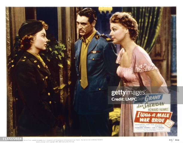 Was A Male War Bride, US lobbycard, from left: Marion Marshall, Cary Grant, Ann Sheridan, 1949.